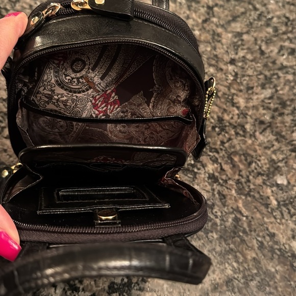 Belle Rose black mini satchel bag with strap EUC - Picture 9 of 14